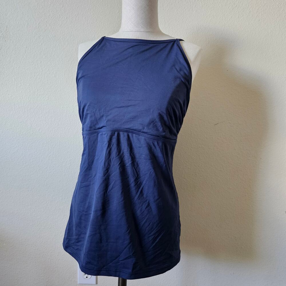 Athleta Piha High Neck Tie Back Tankini Navy Large